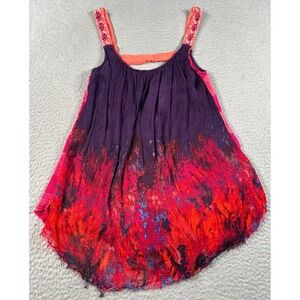 Free People Firecracker Tank Top Women's Small Red Tunic Pleated Ruffled Flowy